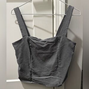 Black and White Checkered Cropped Top